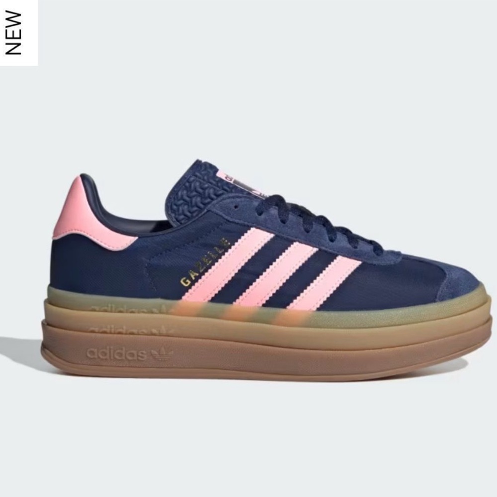 NWT Adidas Gazelle Bold Platform Shoes Dark Blue Pink Spark Women’s Size 7
